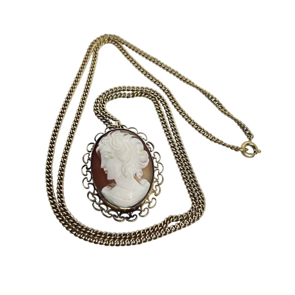 Curtis Creations 1/20 12K Gold Filled Necklace With Carved Cameo Pendant (5874) - Picture 5 of 5